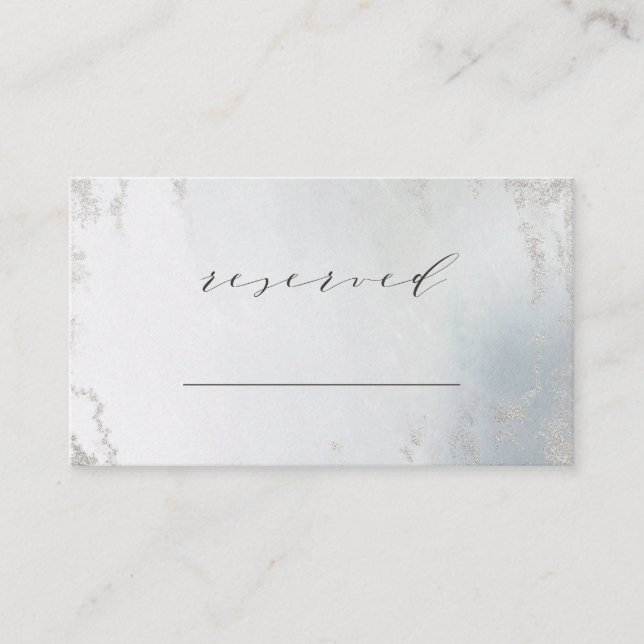 Ombre Dusty Blue Frosted Reserved Seating Wedding Place Card (Front)