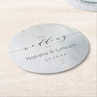 Ombre Dusty Blue Frosted Silver Foil Monogram