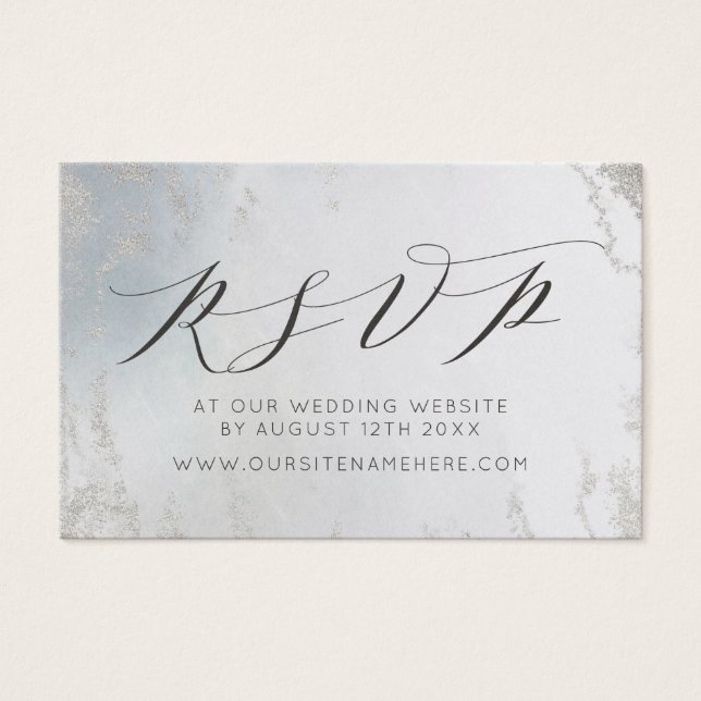 Ombre Dusty Blue Frosted Website RSVP Insert Cards (Front)