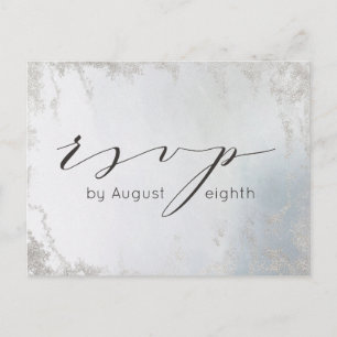 Ombre Dusty Blue Frosted Wedding Meal Choice RSVP Postcard