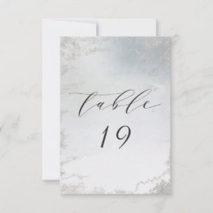 Ombre Dusty Blue Frosted Wedding Table Numbers