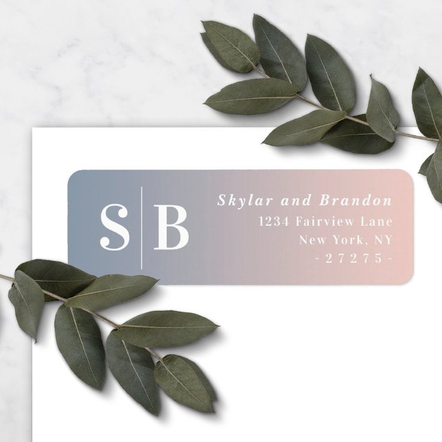 Ombre Dusty Blue & Pink Wedding Return Address (Creator Uploaded)