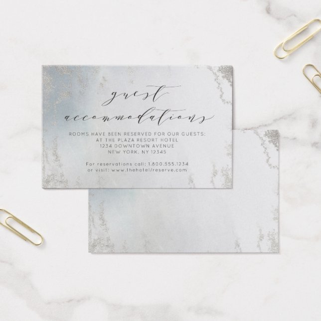 Ombre Dusty Blue Silver Accommodations Insert Card (Office)