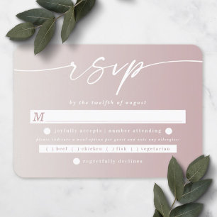 Ombre Dusty Mauve & Off-White Wedding Meal Choice RSVP Card