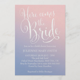 Ombre Fairytale Here comes the Bride Bridal Shower Invitation