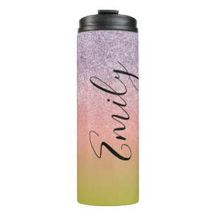 Ombre Faux Sparkle Colourful Monogrammed Name     Thermal Tumbler
