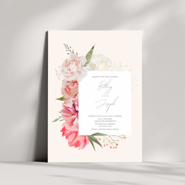 Ombré Floral Botanical Elegant Wedding Invitation (Creator Uploaded)