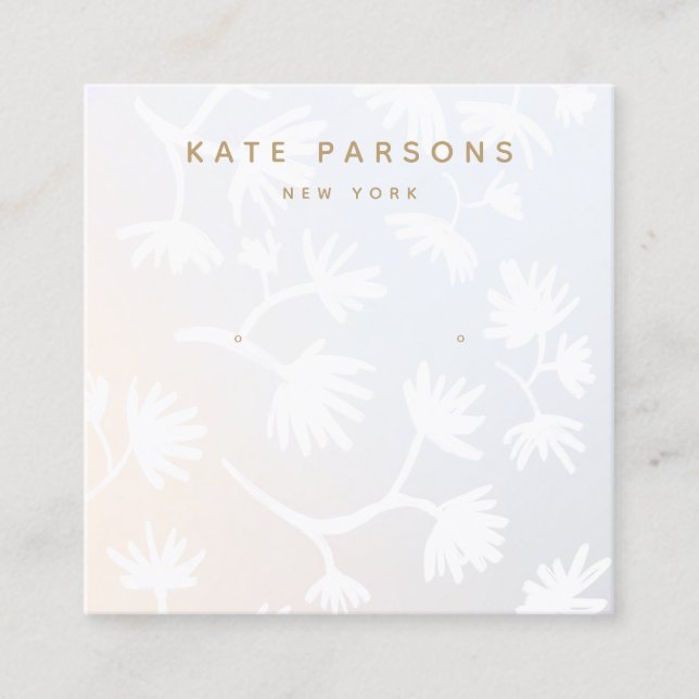 Ombre Floral Earring Jewellery Display Square Business Card (Front)