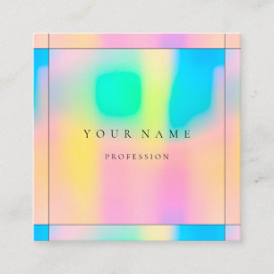 Ombre Framed Simply Professional Holographic Rose Square Business Card