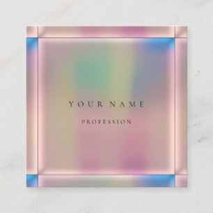Ombre Framed Simply Professional Holographic Rose Square Business Card