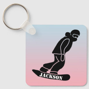 Ombre Freeride Snowboarder Snowboarding Stencil Key Ring