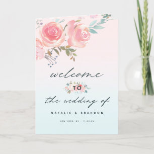 Ombre French Garden Pink Peony Wedding Ceremony Programme