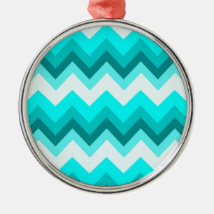 Ombre Girly Pattern Teal Turquoise Chevron Metal Tree Decoration