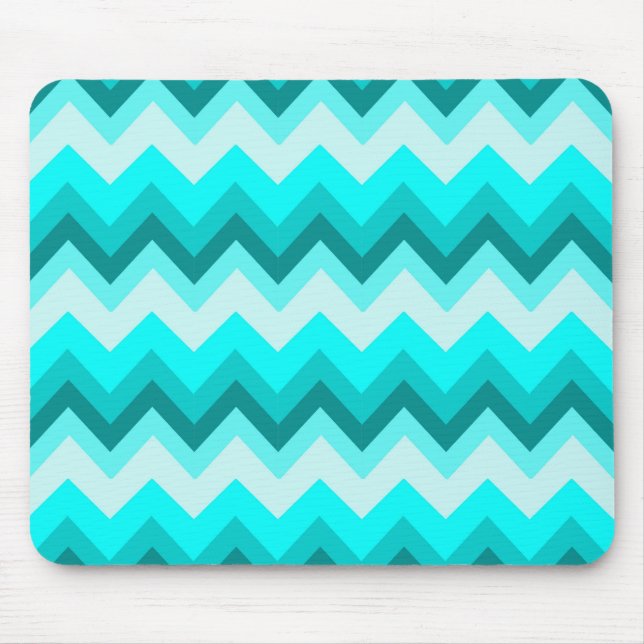 Ombre Girly Pattern Teal Turquoise Chevron Mouse Mat (Front)