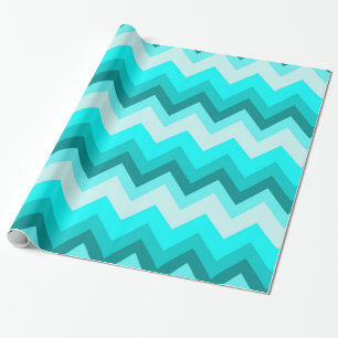 Ombre Girly Pattern Teal Turquoise Chevron Wrapping Paper