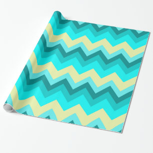 Ombre Girly Pattern Teal Turquoise Chevron Wrapping Paper