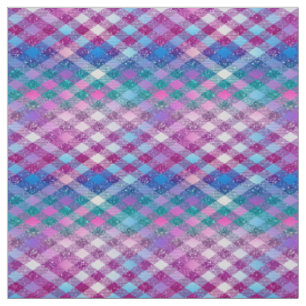 Ombre Glitter Argyle in Pink Blue Purple Fabric