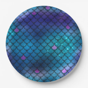 Ombre Glitter Mermaid Scales Paper Plate
