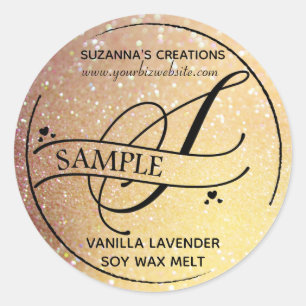Ombre Glitter Monogram S Sample Product Classic Round Sticker