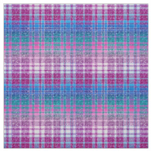 Ombre Glitter Plaid in Pink Blue Purple Fabric