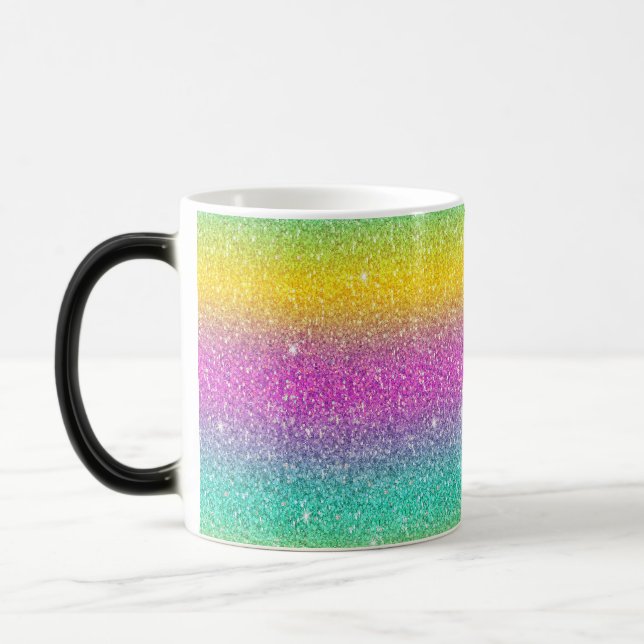Ombre Glitter, Rainbow, Candy Floss, Summer Mug (Left)