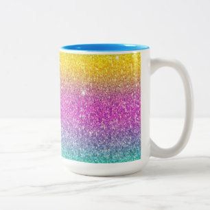 Ombre Glitter, Rainbow, Candy Floss, Summer Mug
