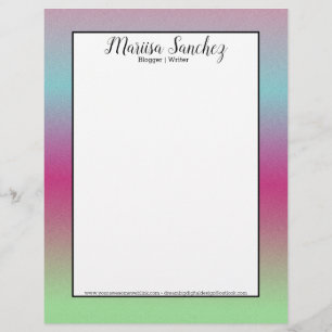 Ombre Glitter Rainbow Colourful Border Custom Letterhead