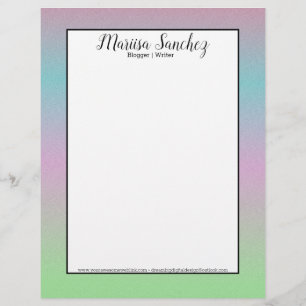 Ombre Glitter Rainbow Pastel Colourful Border Custom Letterhead