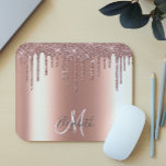 Ombre Glitter Rose Gold Drip Personalised Monogram Mouse Mat<br><div class="desc">This design does not contain actual glitter or sequins. It may be personalised in the area provided by changing the photo and/or text. Or it can be customised by clicking Personalise this Template and then choosing the click to customise further option and delete or change the colour of the background,...</div>