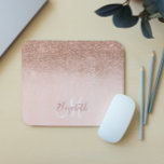 Ombre Glitter Rose Gold Personalised Monogram Mouse Mat<br><div class="desc">This design does not contain actual glitter or sequins. It may be personalised in the area provided by changing the photo and/or text. Or it can be customised by clicking Personalise this Template and then choosing the click to customise further option and delete or change the colour of the background,...</div>