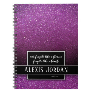 Ombre Glitter Sparkles Feminist Quote Girl Power Notebook