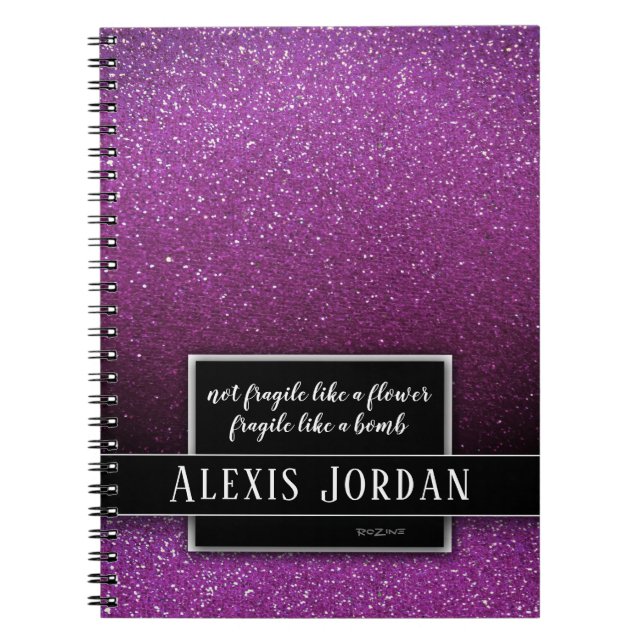 Ombre Glitter Sparkles Feminist Quote Girl Power Notebook (Front)