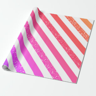 Ombre Glitter Striped Holiday Wrapping Paper