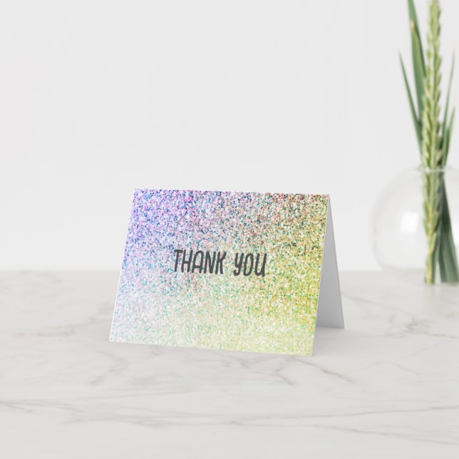 Ombre Glitter Unicorn Thank You Card (Front)