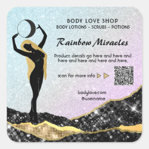 *~* Ombre Goddess Intention Spell AP24 Rainbow Squ Square Sticker