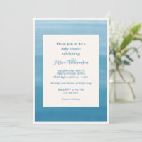 Ombre Gradient Dip Dye Ocean Blue Baby Shower