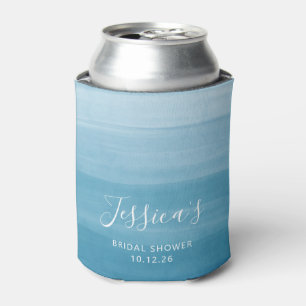 Ombre Gradient Dip Dye Ocean Blue Bridal Shower Can Cooler