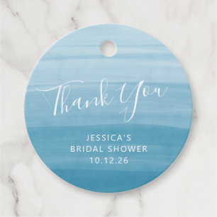 Ombre Gradient Dip Dye Ocean Blue Bridal Shower  Favour Tags