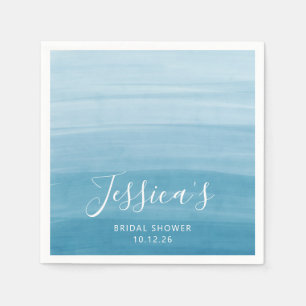 Ombre Gradient Dip Dye Ocean Blue Bridal Shower  Napkin