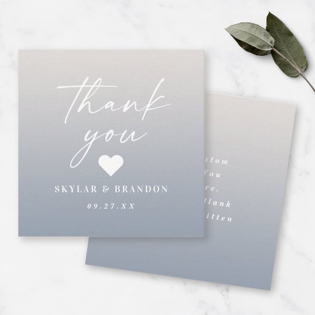 Ombre Gradient Dusty Blue Ivory Wedding Thank You Card (Creator Uploaded)