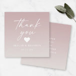 Ombre Gradient Mauve & Off-White Wedding Thank You Card<br><div class="desc">Ombre Gradient Mauve & Off-White Ivory Wedding Thank You Cards. This modern wedding or any event Thank You Card design is pretty with a soft fading colour Background and trendy signature calligraphy script fonts. Add Your Custom text to the back side. Shown in the new Wedding Colour Palette. The Chic...</div>