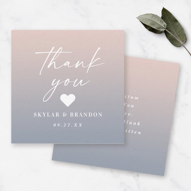 Ombre Gradient Pink & Blue Wedding Thank You Card (Creator Uploaded)