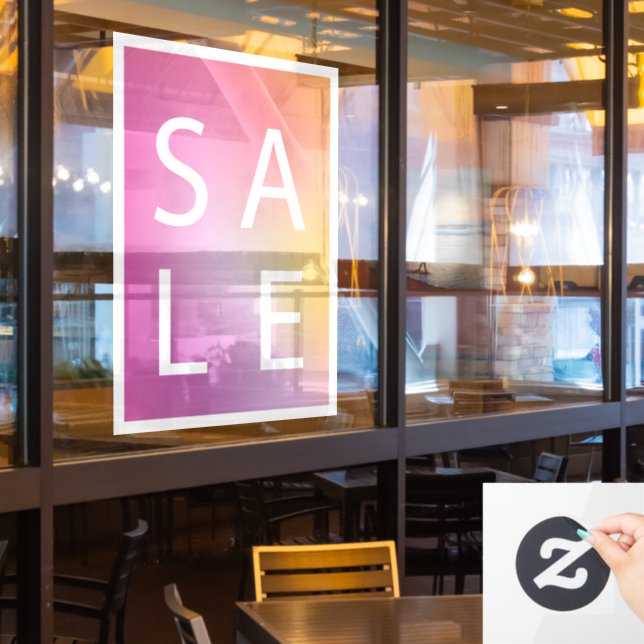 Ombre Gradient Pink Sale Window Cling (Restaurant Window)