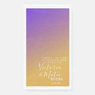 Ombre Gradient Purple Yellow Sunset Wedding Napkin