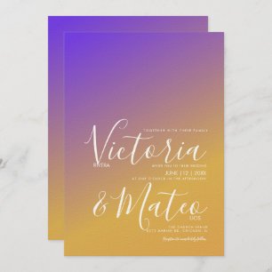 Ombre Gradient Purple Yellow Wedding Invitation