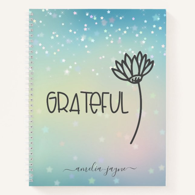 Ombre Grateful Flower Gratitude Journal Notebook (Front)
