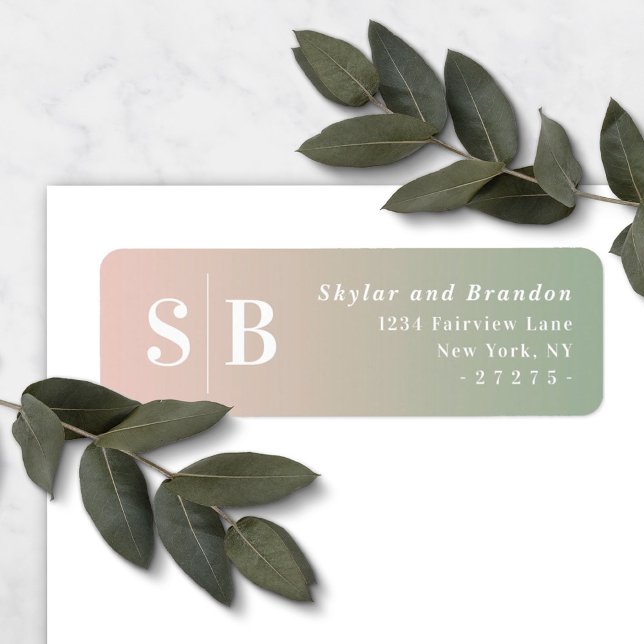 Ombre Green & Blush Pink Wedding Return Address (Creator Uploaded)