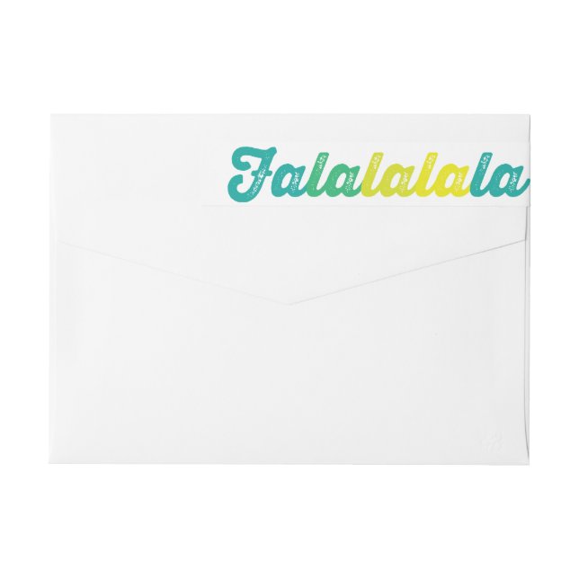 Ombre Green Falalalala Bold Script Modern Holiday Wrap Around Label (Back)