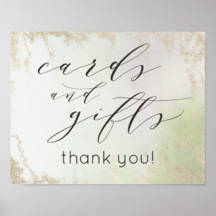 Ombre Green Gold Cards & Gifts Wedding Table Sign