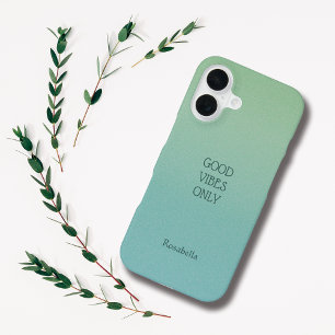 Ombre Green Personalise Quote & Name Iphone Case